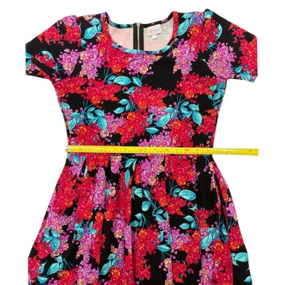 LULAROE "Simply Comfortable" Dress Size‎ Small Floral Multicolor Pockets Stretch - Picture 15 of 16